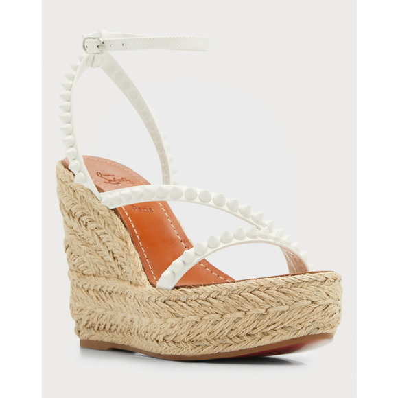 Christian Louboutin Mafaldina Zeppa 120 White Platform Wedge Sandal Heel Pump 40 - Picture 3 of 12